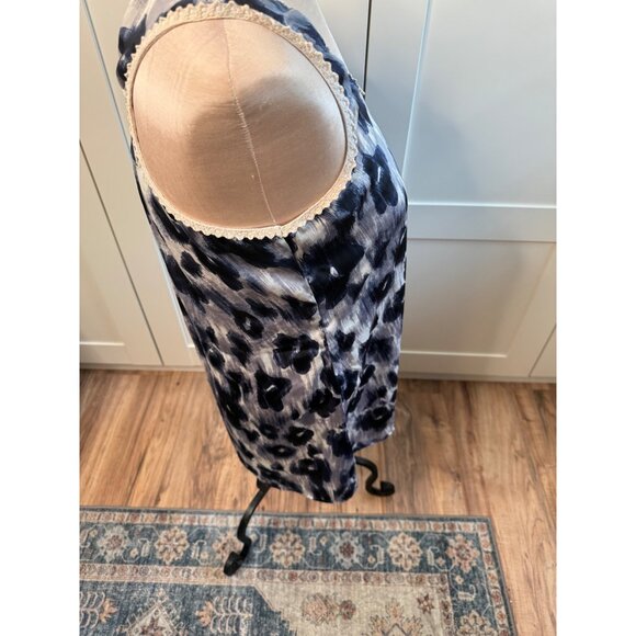 Y2K Cheetah Print Tank Tunic Top M Lace Trim Round Neck Whimsigoth Coquette USA - Picture 7 of 16